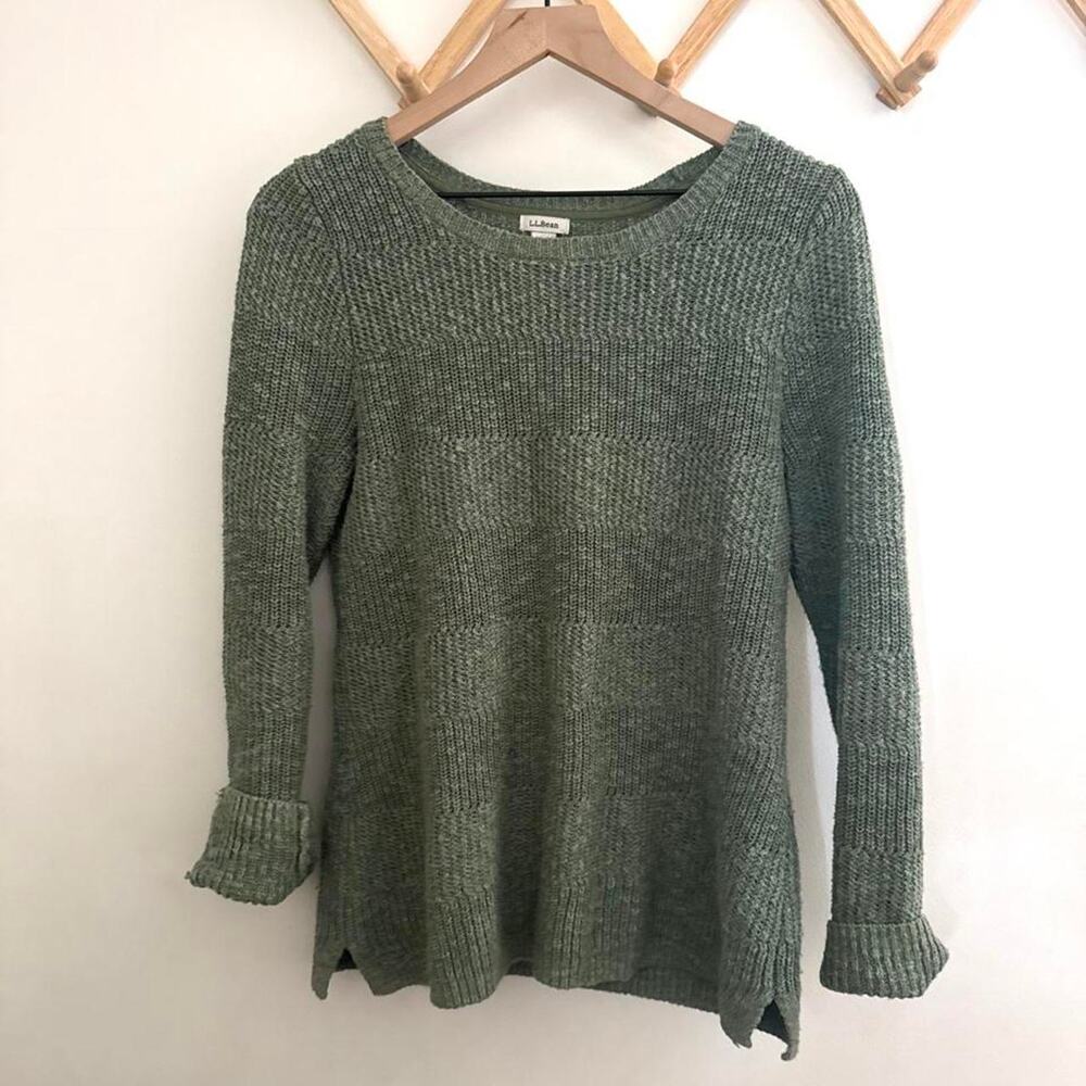 Vintage LL Bean Olive Green Earth Tone Knit Pullover